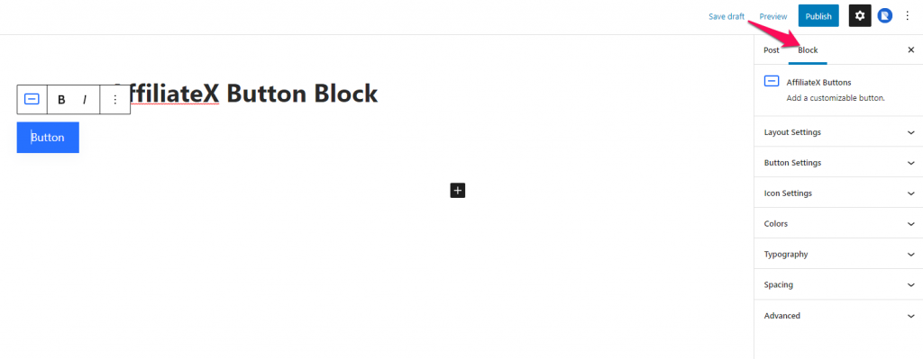 How to add the AffiliateX Button block