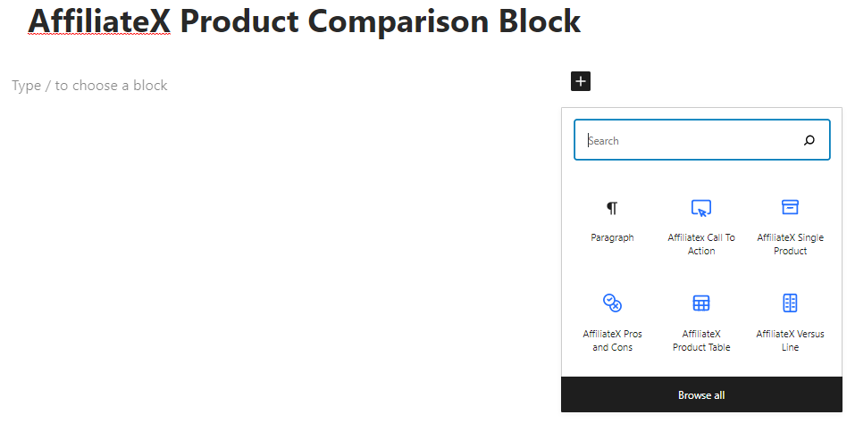 How to add the AffiliateX Product Comparison block