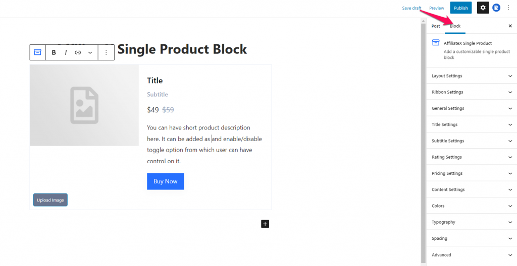 How to add the AffiliateX Single Product block