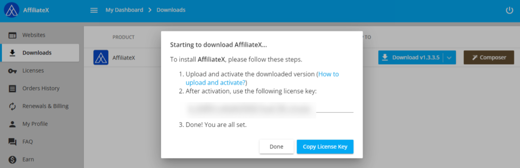 How to Download License Key & Plugins Files from Your AffiliateX Account