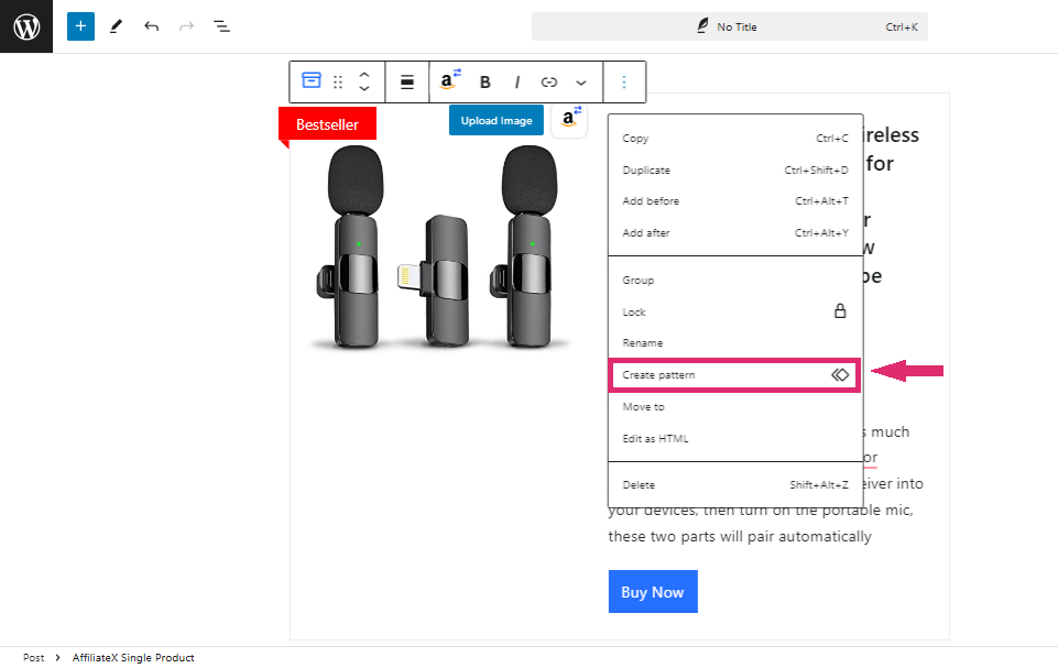 How to create a reusable AffiliateX block