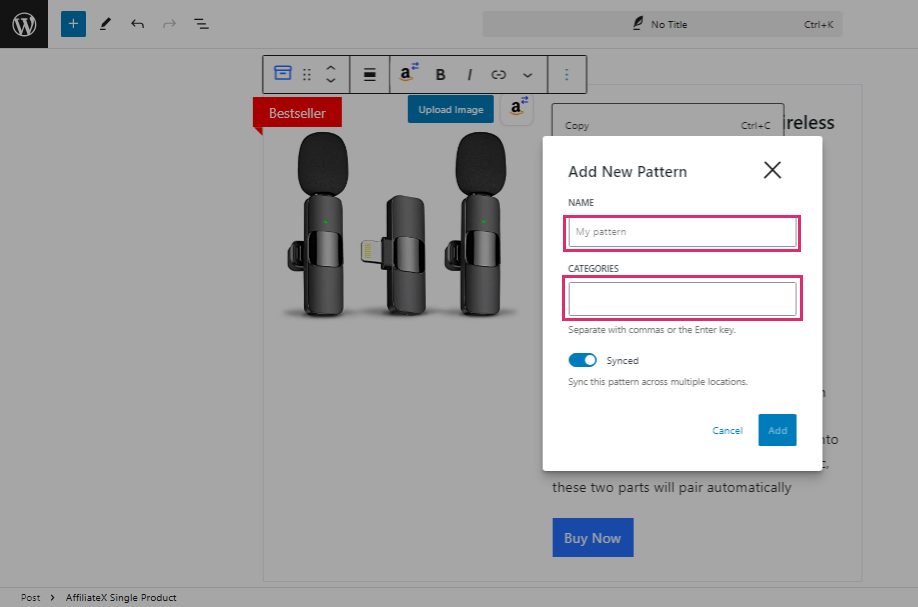 How to create a reusable AffiliateX block