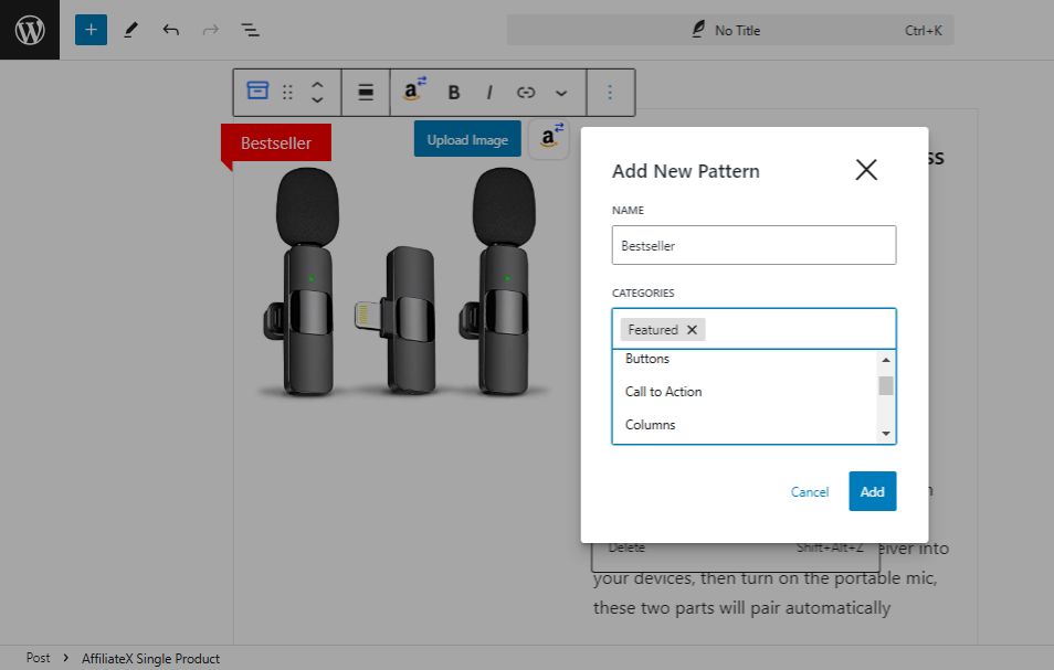 How to create a reusable AffiliateX block