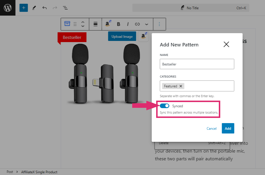 How to create a reusable AffiliateX block