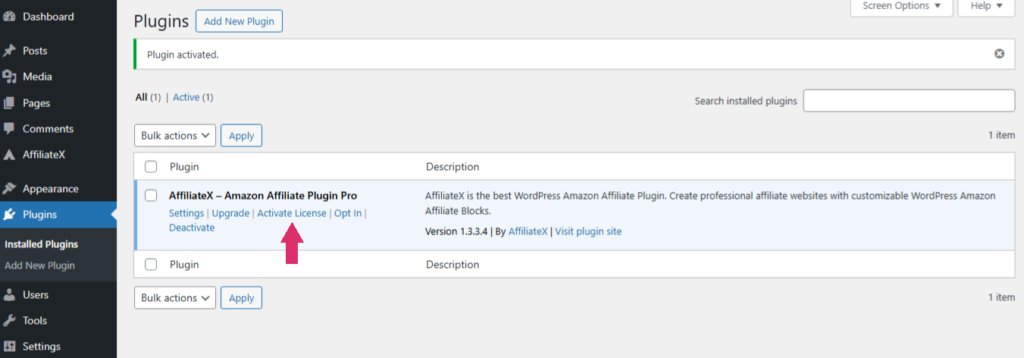 How to activate AffiliateX Pro
