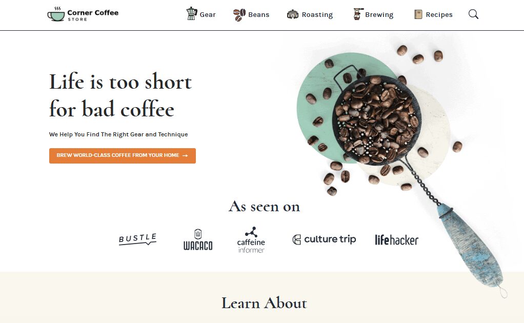 Successful Amazon affiliate website: Coffee corner