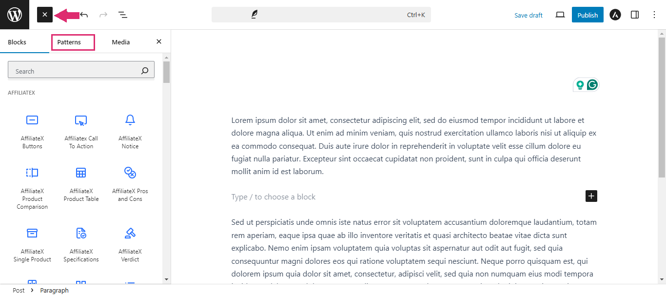 How to add a reusable AffiliateX block in post & pages