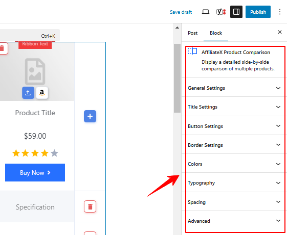 How to create comparison table