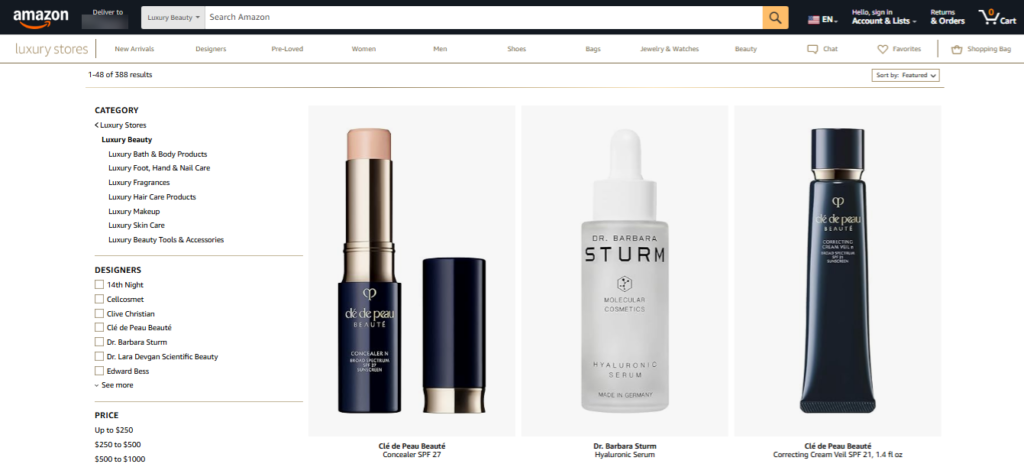 Amazon Luxury Beauty Category