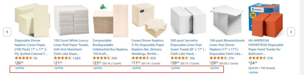 Products with Amazon prime logo