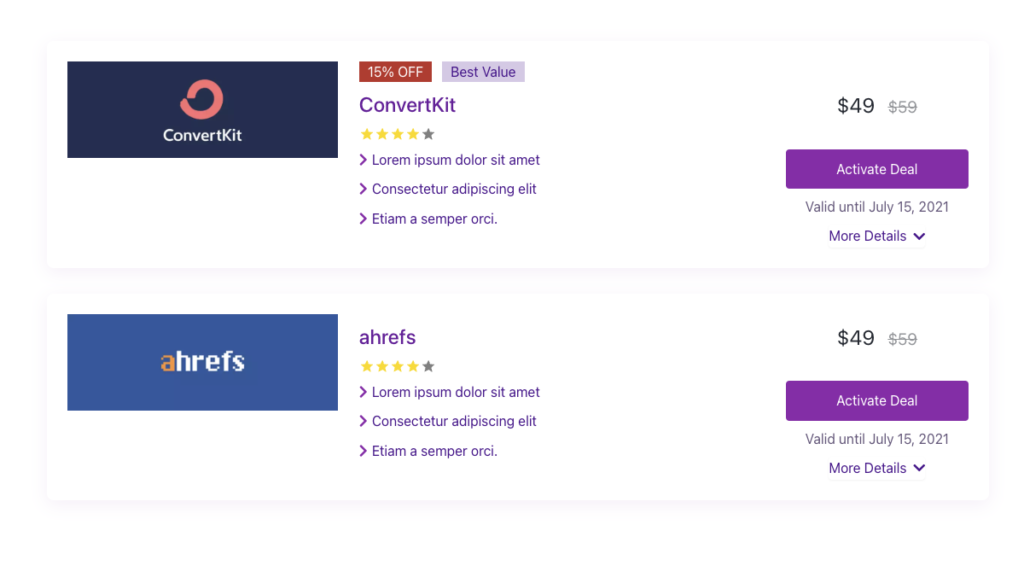AffiliateX Coupon Listing block sample