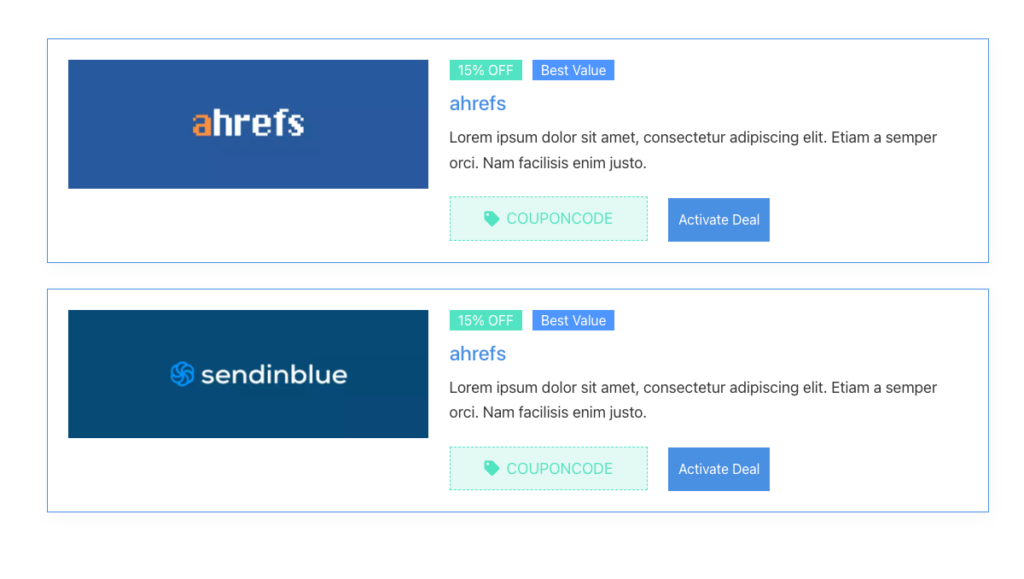 AffiliateX Coupon Listing Block sample