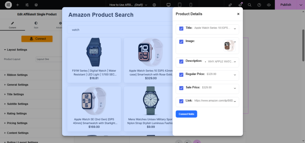 How to use Amazon API with Elementor