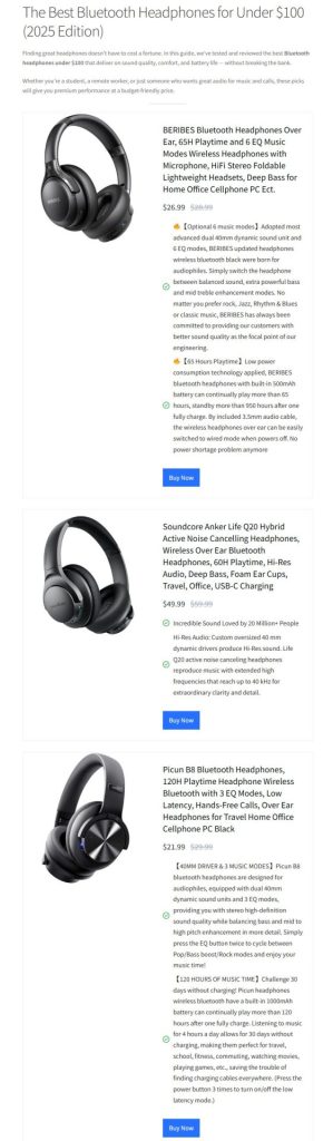 Affiliate site example full page preview