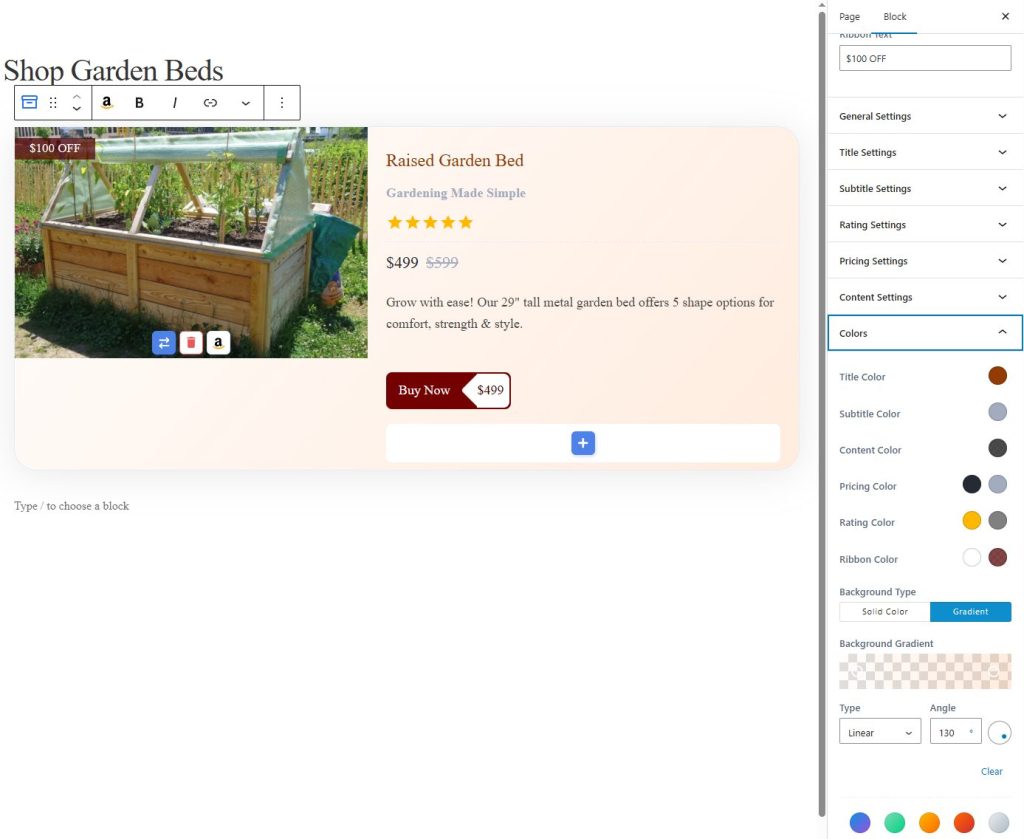 Single product with template
