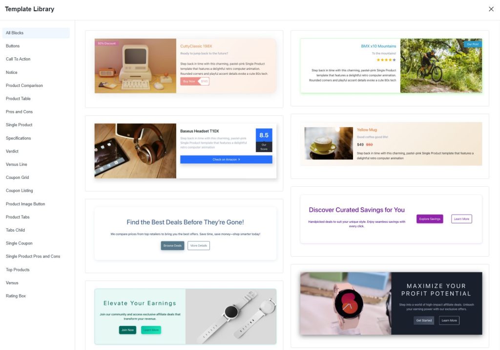 AffiliateX Template Library