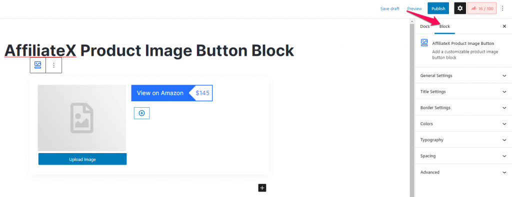 AffiliateX Product Image Button