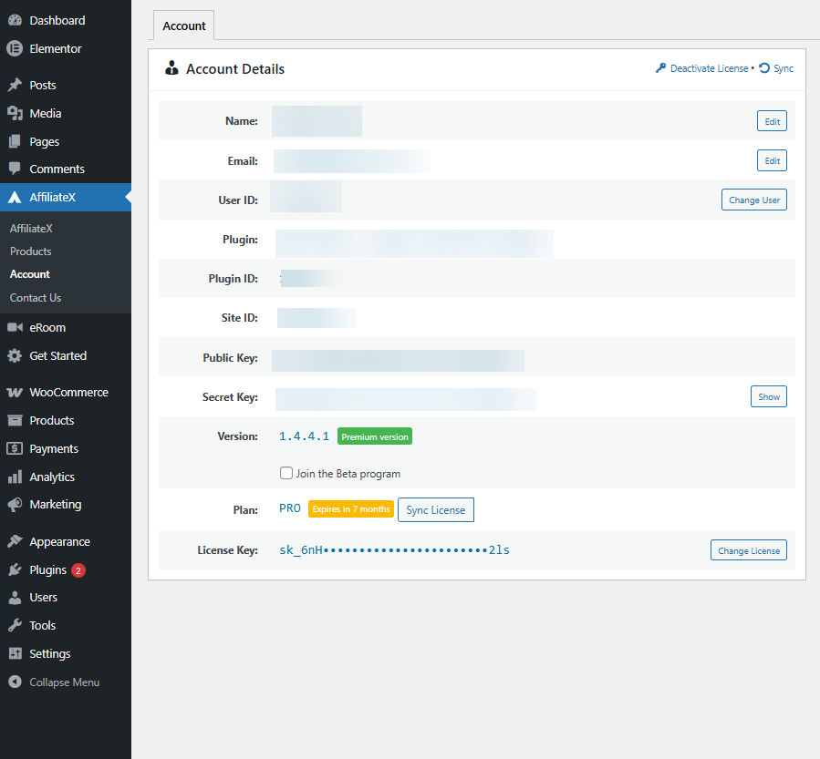 AffiliateX Pro License Details