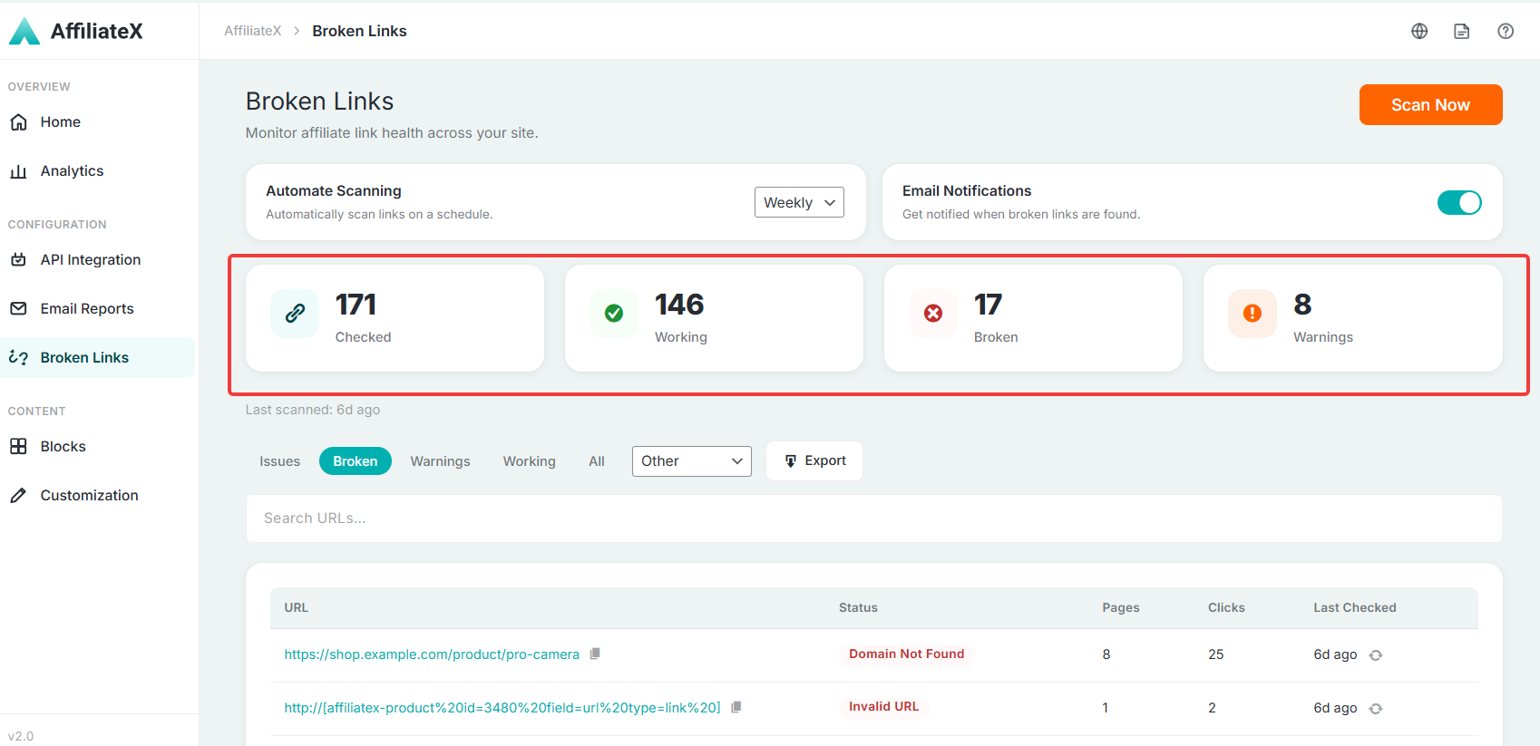 How to Get Started with AffiliateX Broken Links Checker