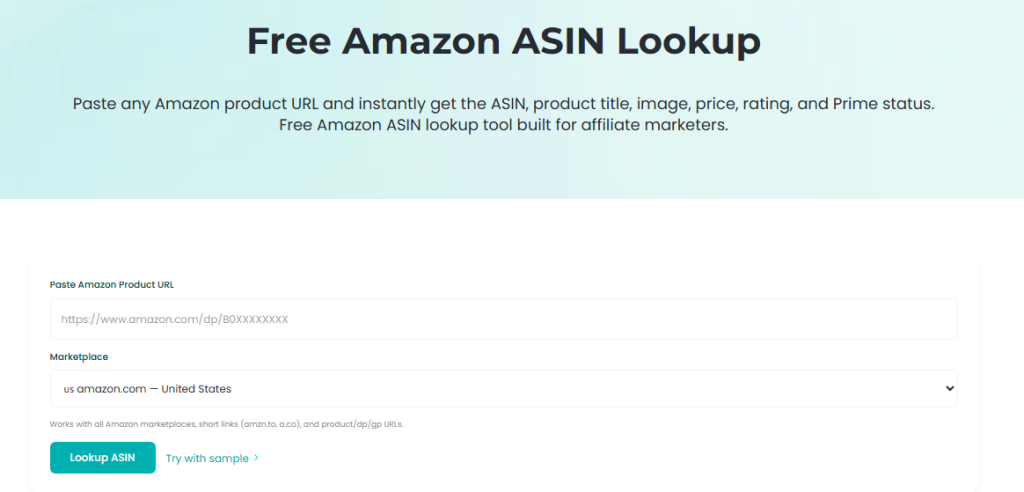 A Free Amazon ASIN Lookup